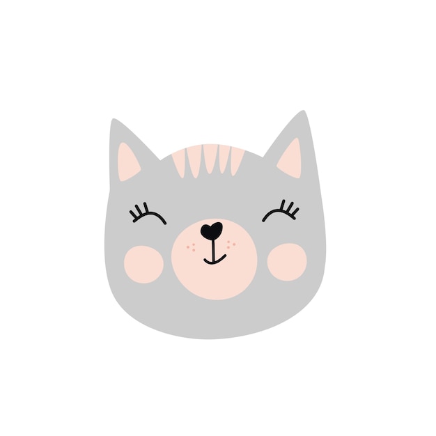 Draw vector illustration cute cat Doodle cartoon style