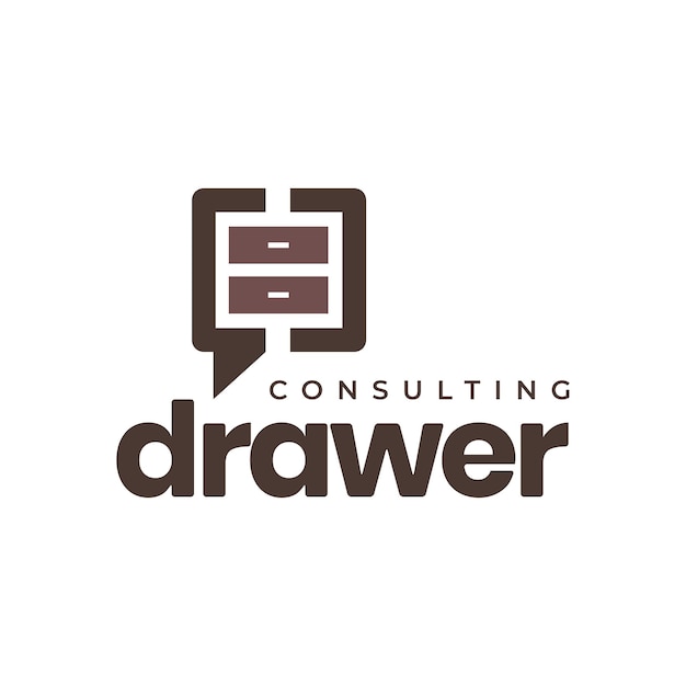 Vector drawer meubel consulting chat talk modern logo ontwerp vector icoon illustratie