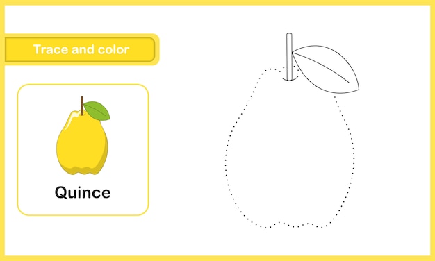 그리기 및 어휘 워크 시트, 자취 및 색상 : Quince