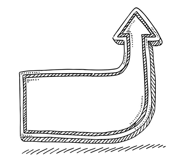 A drawing of an arrow pointing to the right