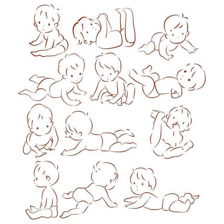 A drawing of babies and one of them is labeled'baby '