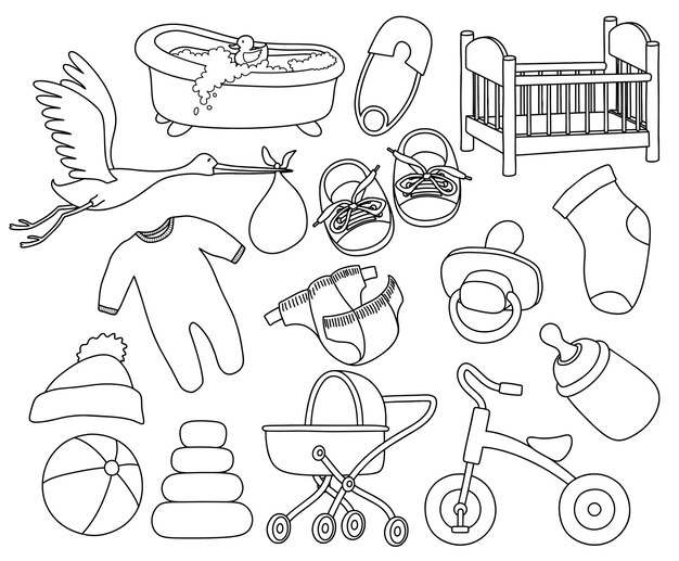 Vector a drawing of a babys clothes and a babys clothes