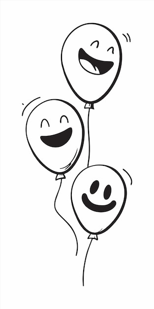 Vector a drawing of balloons with a smile and a smile on them