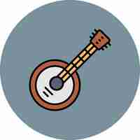 Vector a drawing of a banjo on a gray background