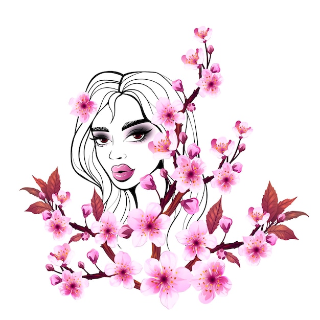 drawing beautiful girls with flowers