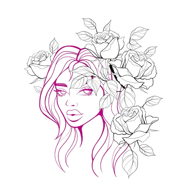 Drawing beautiful girls with flowers