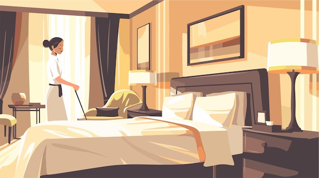 a drawing of a bedroom with a picture of a bed and a lamp