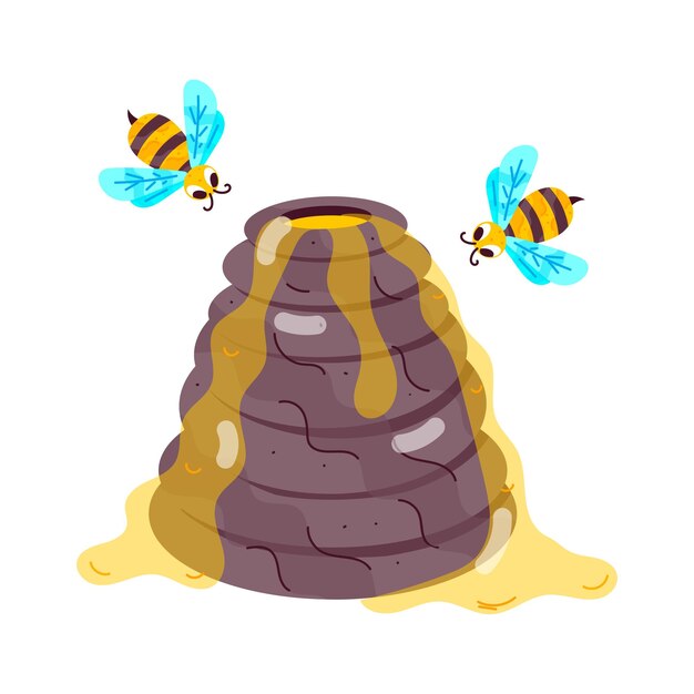 Vector a drawing of bees flying around a stack of rocks