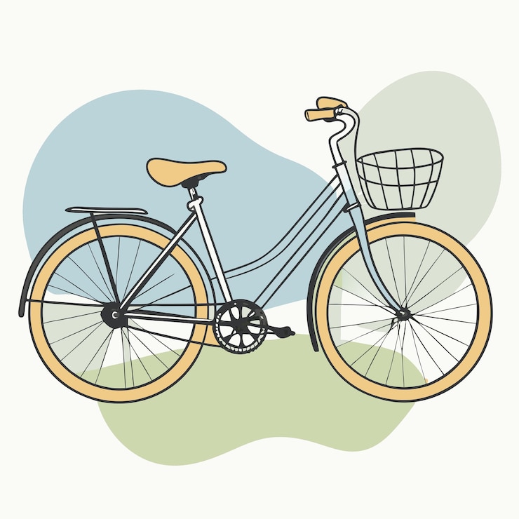 Vector 前面にバスケットがある自転車の絵
