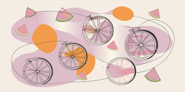Vector a drawing of bicycles with the words bicycle on it