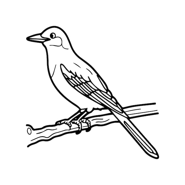 黒い輪郭を持つ枝の鳥の絵