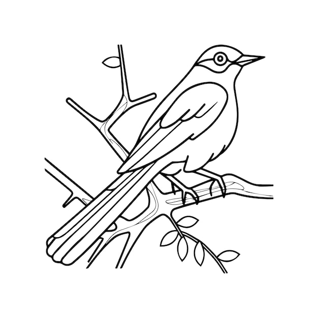 前面に枝がある枝の上の鳥の絵