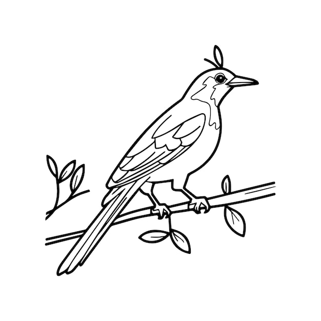 前面に枝がある枝の上の鳥の絵