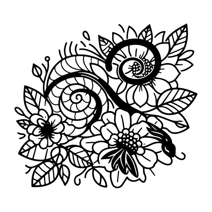 Vector a drawing of a bird and flowers with the words quot flower quot on it
