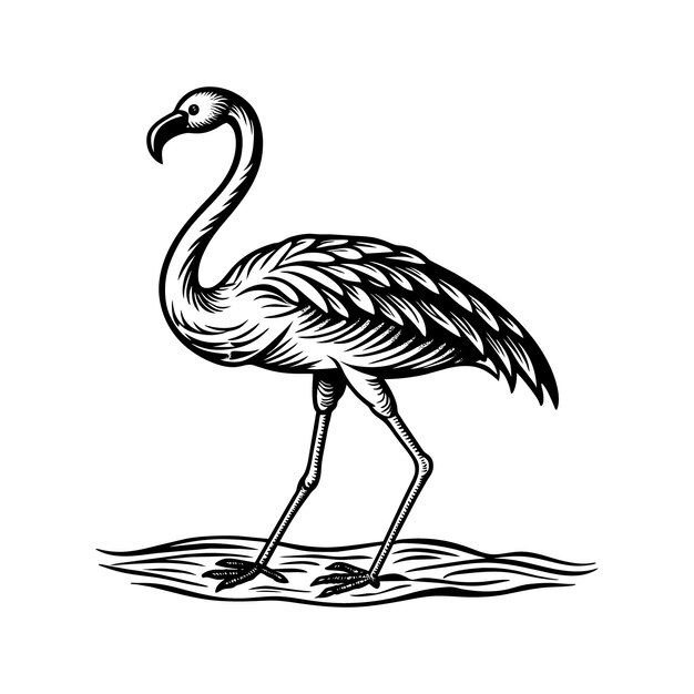 a drawing of a bird with a black outline and the word quot flamingo quot on it