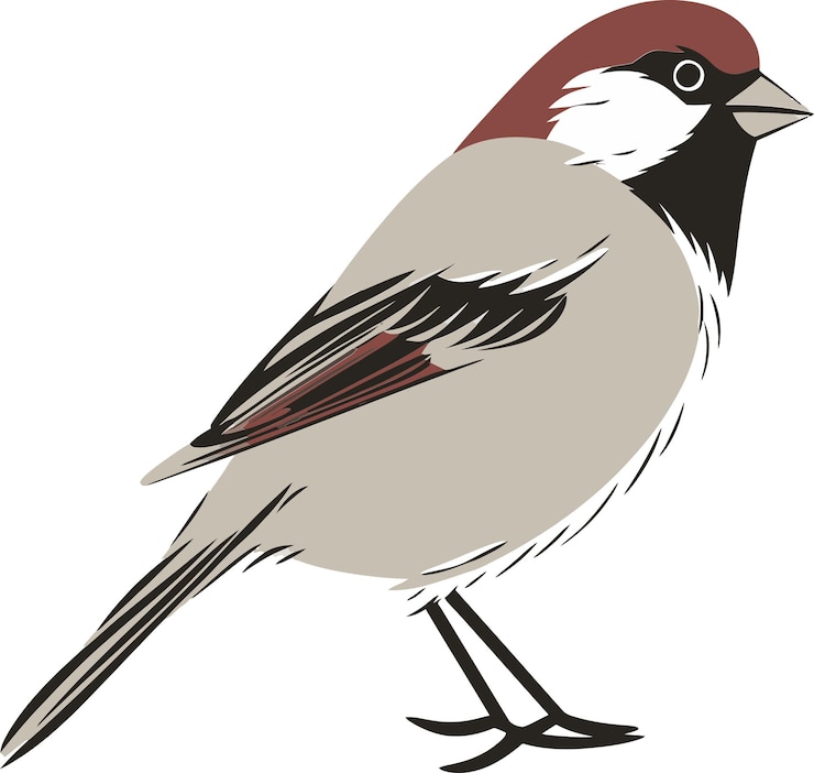 Vector a drawing of a bird with a brown and white face and a brown head
