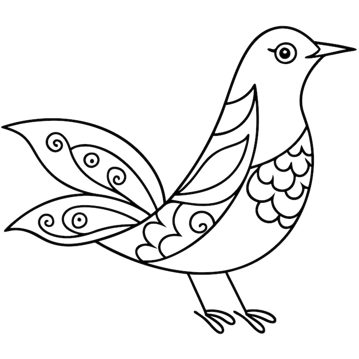 Vector a drawing of a bird with a butterfly on it