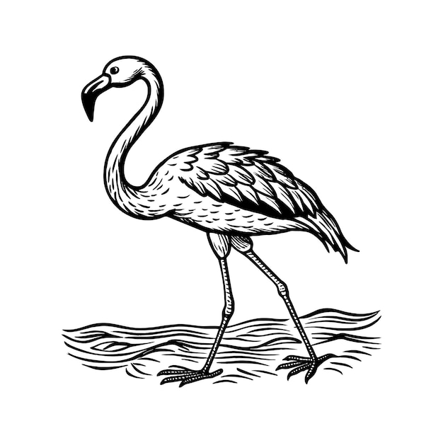 a drawing of a bird with a long beak and long beak