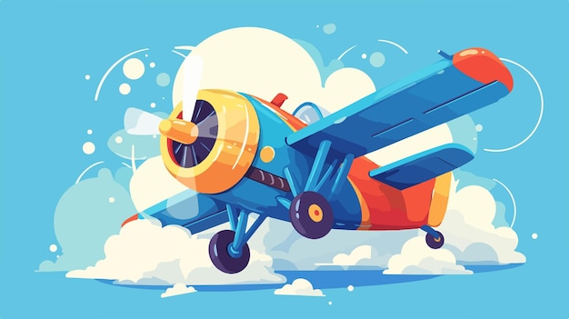 Vector a drawing of a blue airplane with a yellow nose and the words  the airplane  on it