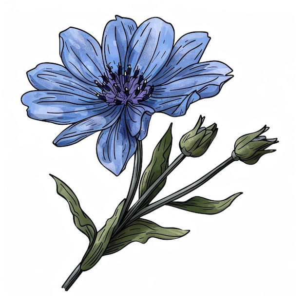 Vector a drawing of a blue flower with the word blue on it