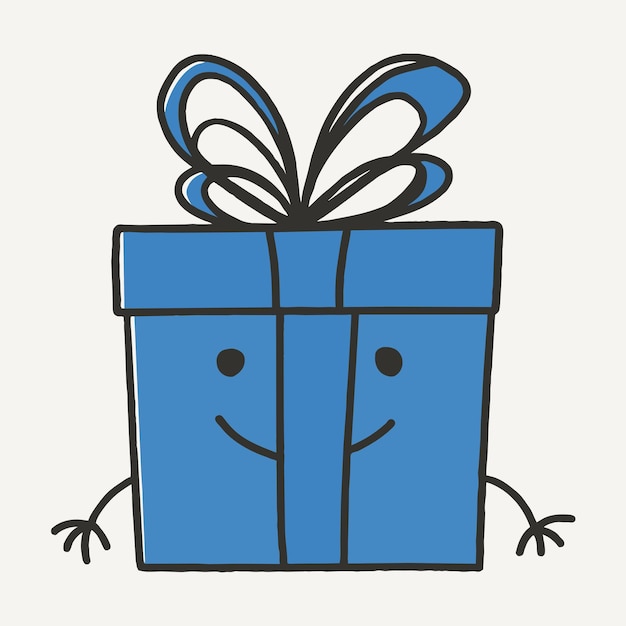 Vector a drawing of a blue gift with a blue ribbon on it