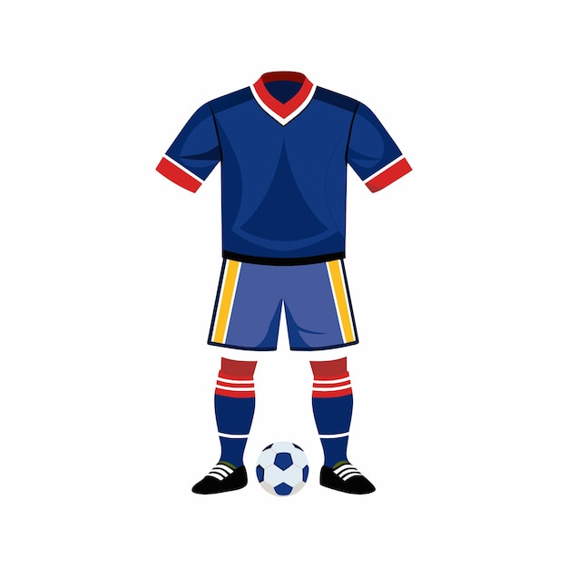 Un disegno di un giocatore di calcio blu con una maglia blu che dice socceron