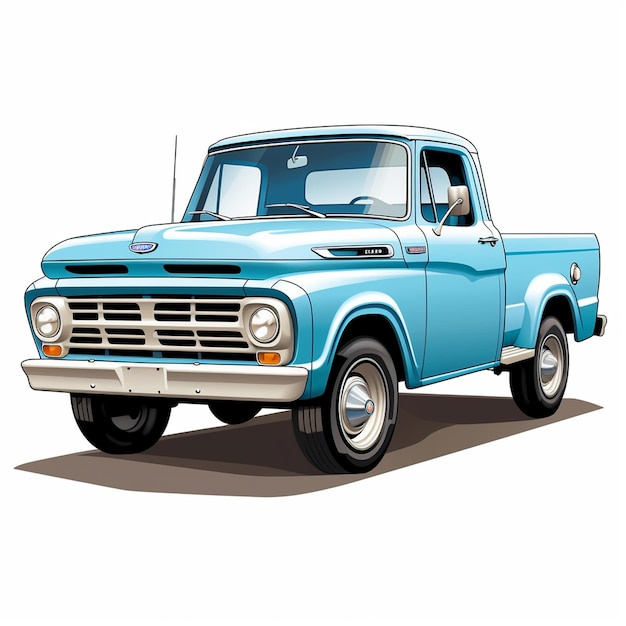 Vector a drawing of a blue truck with the hood up