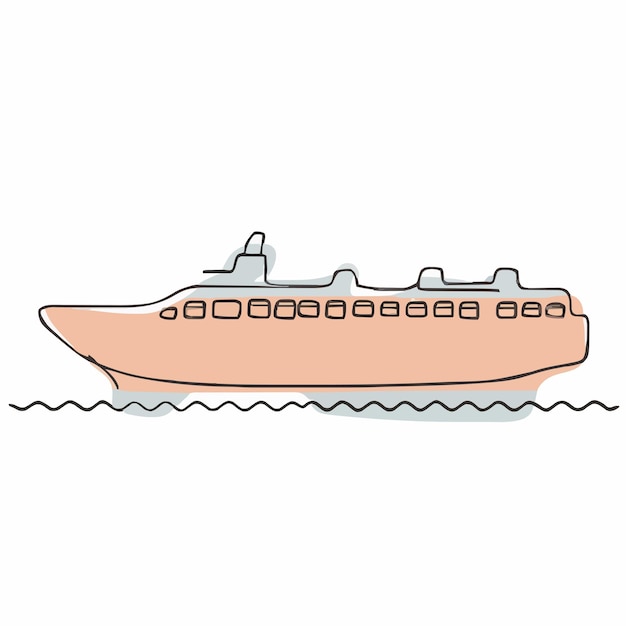 Vector a drawing of a boat with a large hull on the side