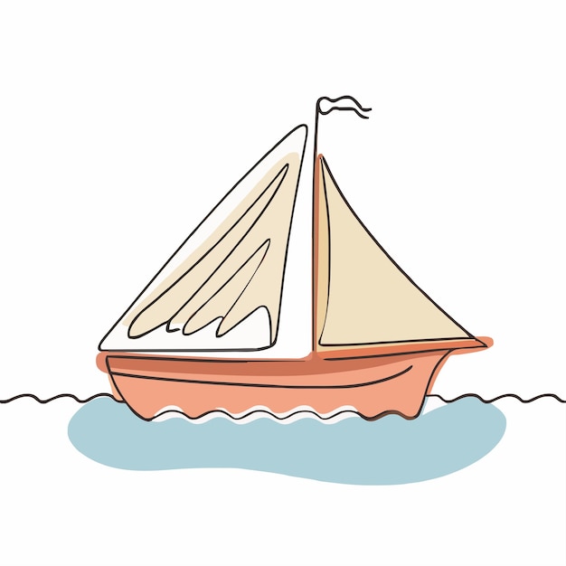 Vector a drawing of a boat with a sail on the bottom