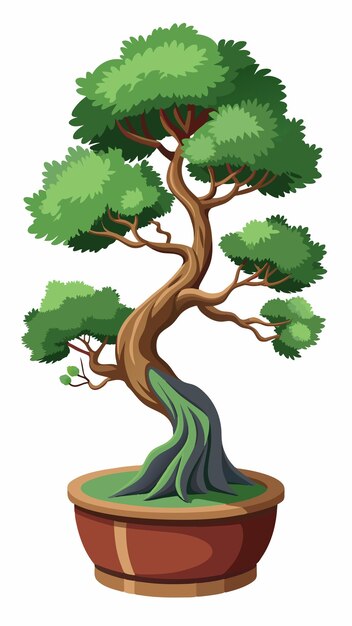 白い背景のボンサイの木の絵