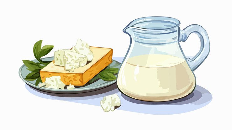 वेक्टर a drawing of a bottle of cheese and a bottle of oil