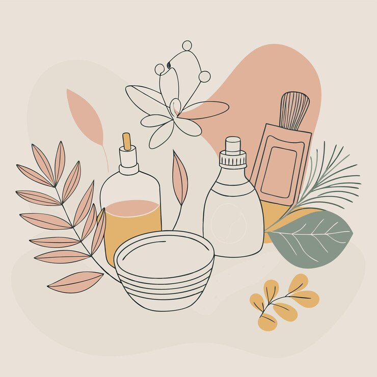 Вектор рисунок бутылки парфюмерии и бутылки parfume
