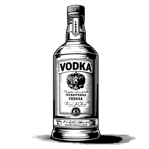 Vector a drawing of a bottle of vodka with the word vodka on it