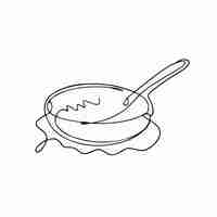 Vector a drawing of a bowl of soup with a spoon in it