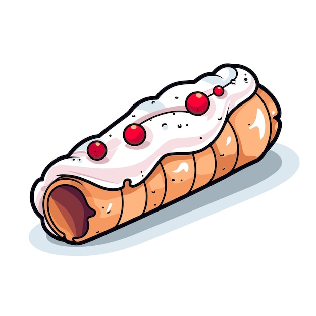 Vector a drawing of a bread with cream cheese and cherries.