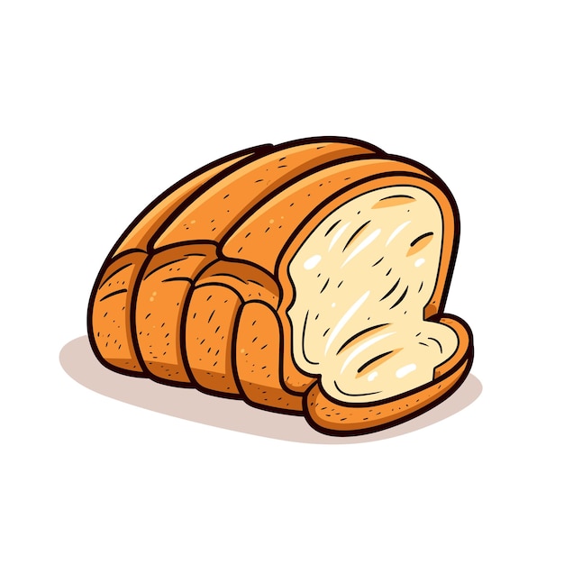 Vettore un disegno di un pane con un taglio nella parte superiore.