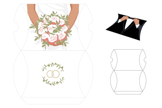 A drawing of the bride and groom's bouquets.