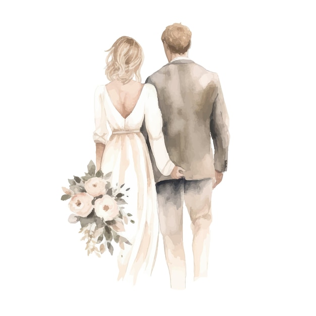 Drawing of the bride and groom watercolor a beautiful couple