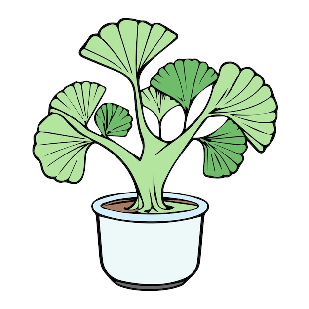 Vector a drawing of a broccoli in a pot with a plant in it