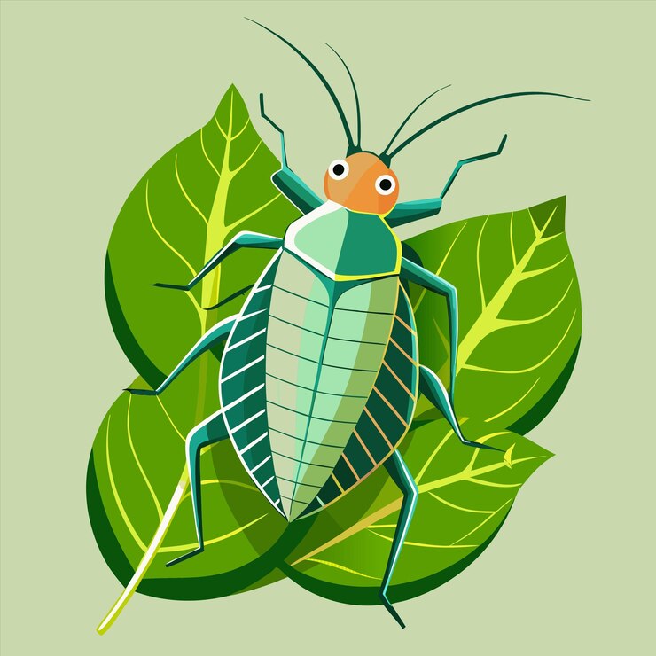 Vector a drawing of a bug with a green background