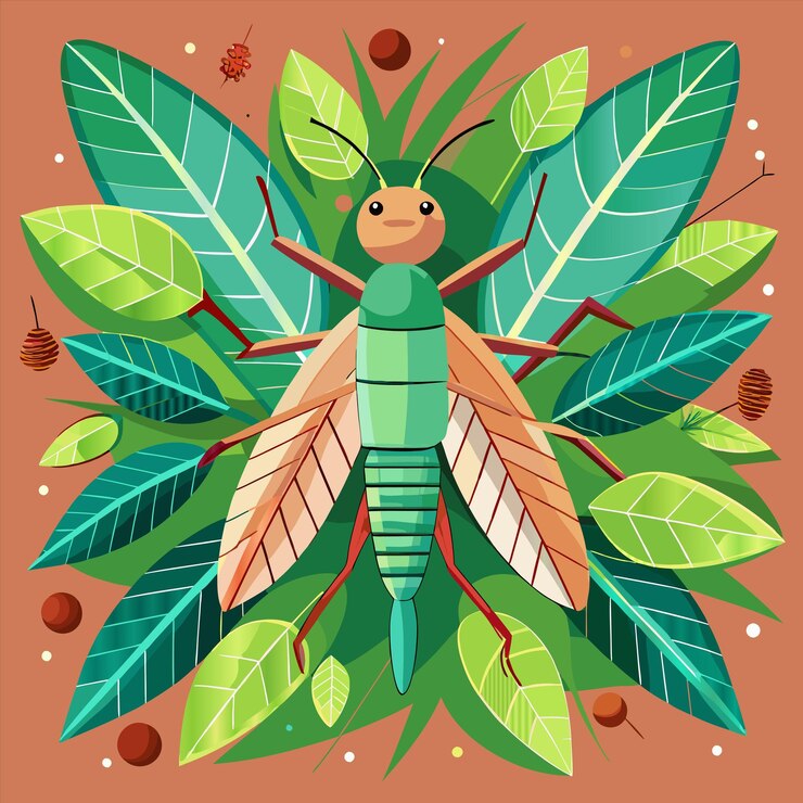 Vector a drawing of a bug with a leaf on it