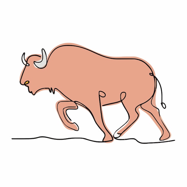 Vector a drawing of a bull with a long tail