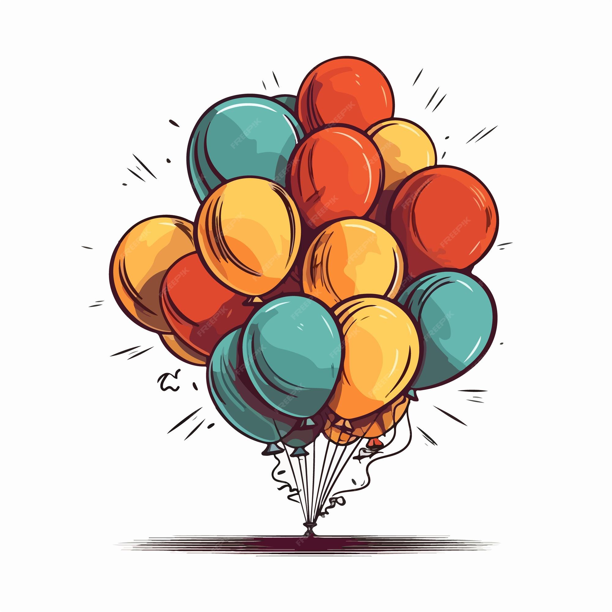Premium Vector A drawing of a bunch of balloons with the word happy