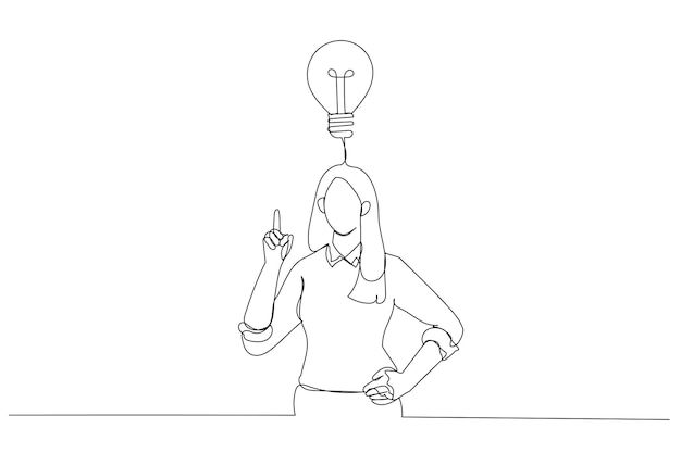 Drawing of businessman happy after got new idea Single continuous line art style