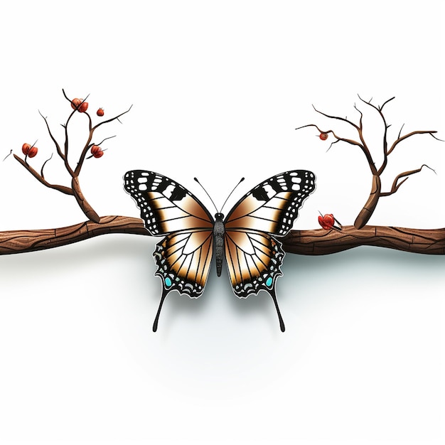 나비 와 나무 가지 의 그림 에 나비 라는 단어 가 그려져 있다