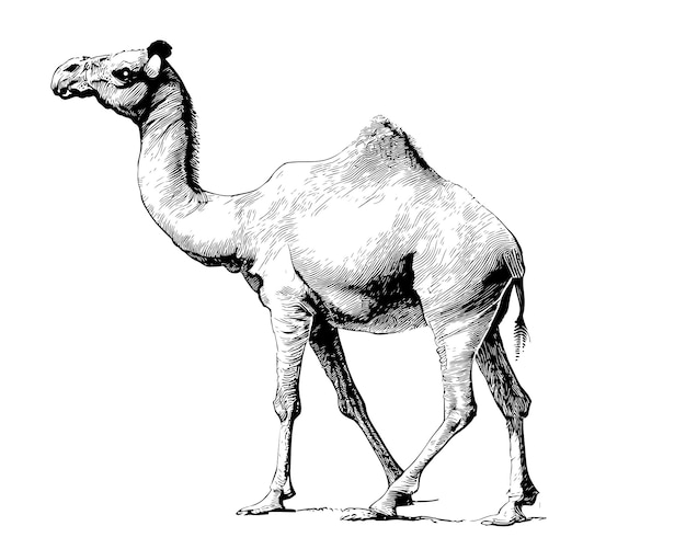 Vector a drawing of a camel that is drawn by a friend