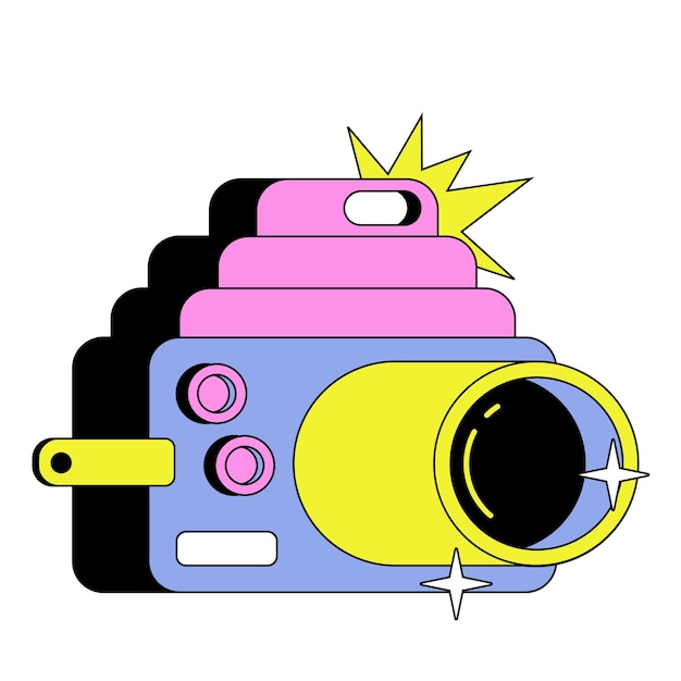 Vector a drawing of a camera with a flash on it