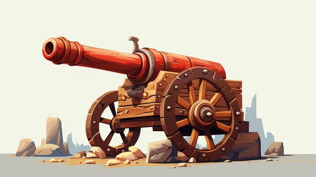 Vector a drawing of a cannon with a red pipe