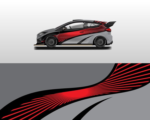 Vector a drawing of a car with a red stripe and a black and red stripe