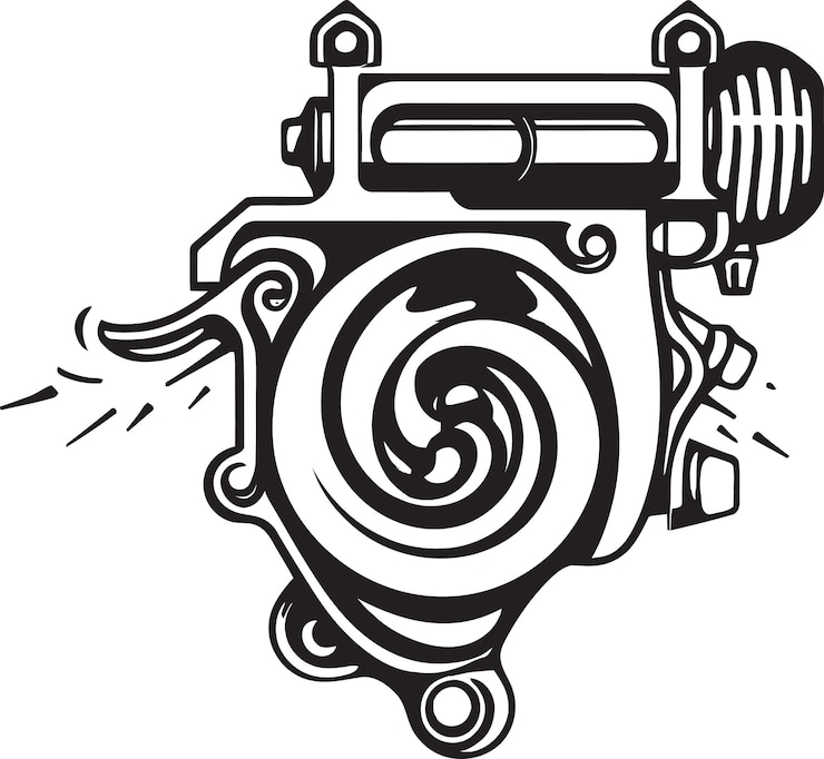 Vector a drawing of a car with a spiral on the top